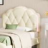 Upholstered Bed Running Light Effect Higher Bed Feet Without Mattress Wavy Headboard Changing LED Strip Sleep Faux Leather Dorm Apartment Single Bed