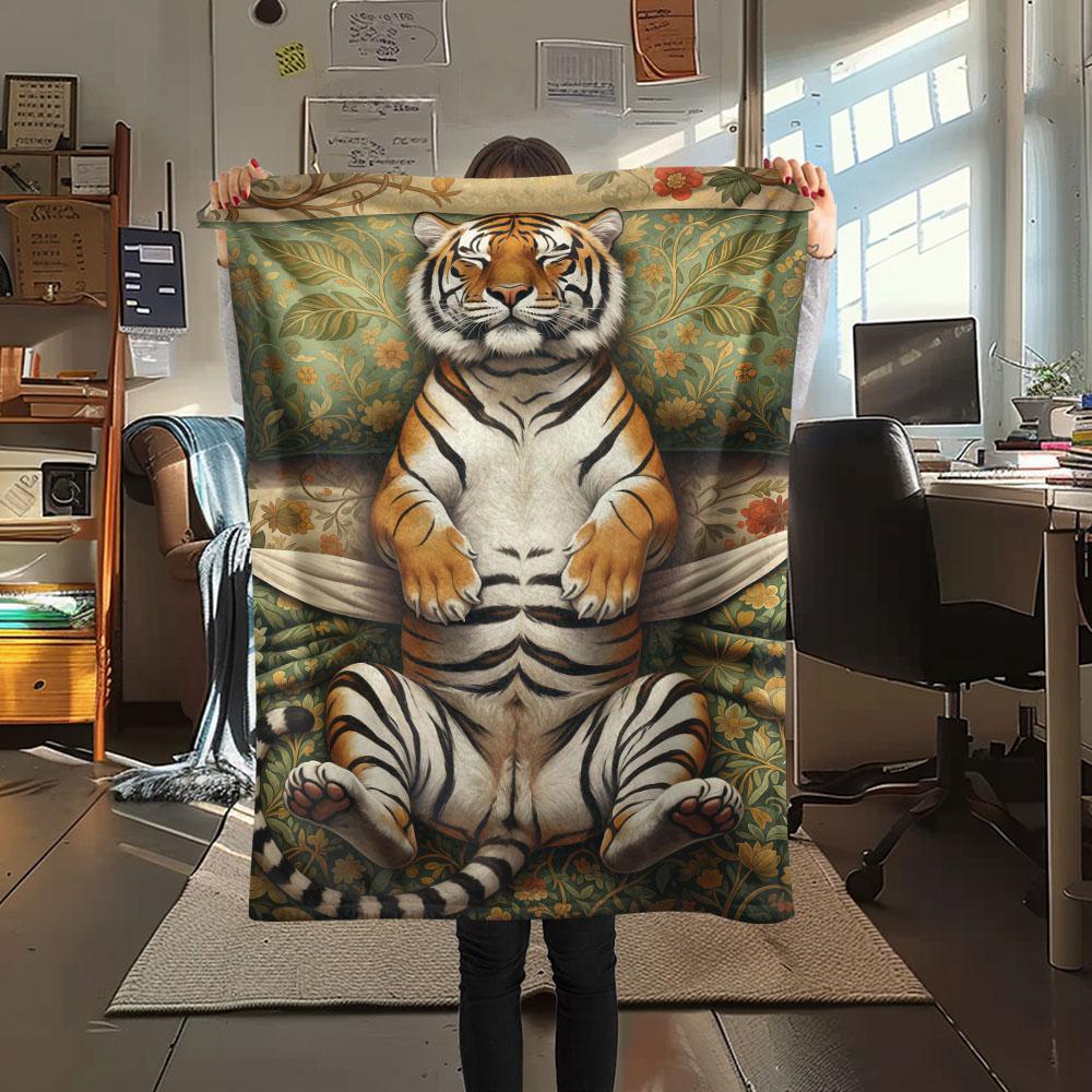 1Pc Sleepinganimals Print Flannel Blanket, High quality Comfortable for All Seasons, Home Decor, Warmth and Comfort, Perfect for Christmas Gifts