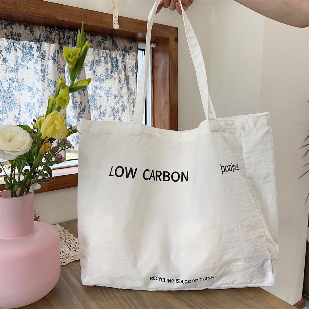 

Летняя сумка из молочно-желтого холста с принтом, вместительная сумка через плечо для поездок на работу, простая сумка для покупок белый