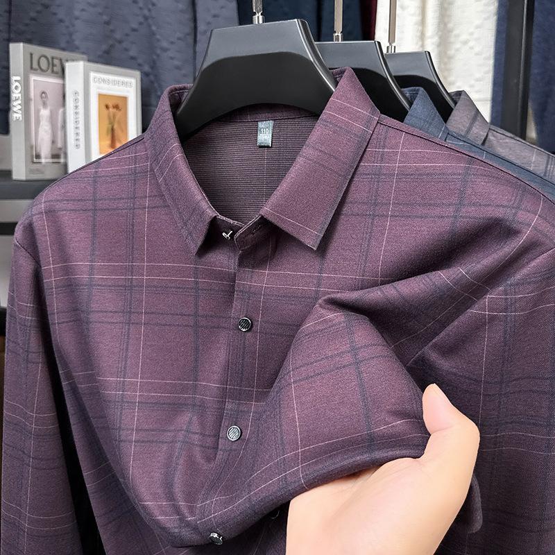 Men s Long Sleeve Shirt Lapel Collar Autumn Business Fashion Casual M
