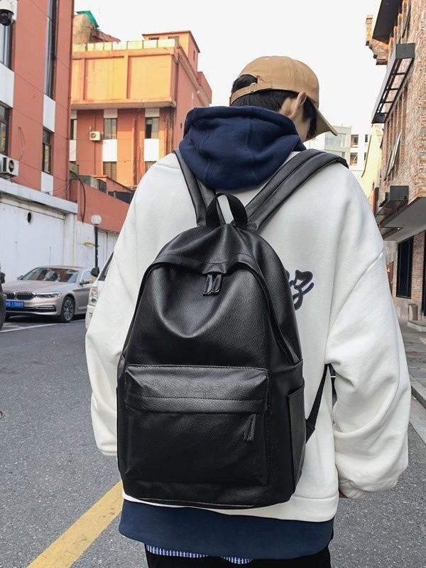 Casual Pu Leather Backpack For Students With Design For School And Travel