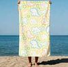 Large Microfiber Beach Towel, Whimsical Doodle Animal Art, Sand Free Quick Dry, for Vacation & Cute Style Lovers