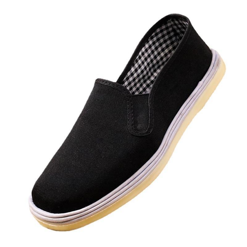 Old Beijing Cloth Shoes Beef Tendon Sole Tire Sole Lasagna Black Cloth Shoes Male Driver Working Elastic Canvas Shoes