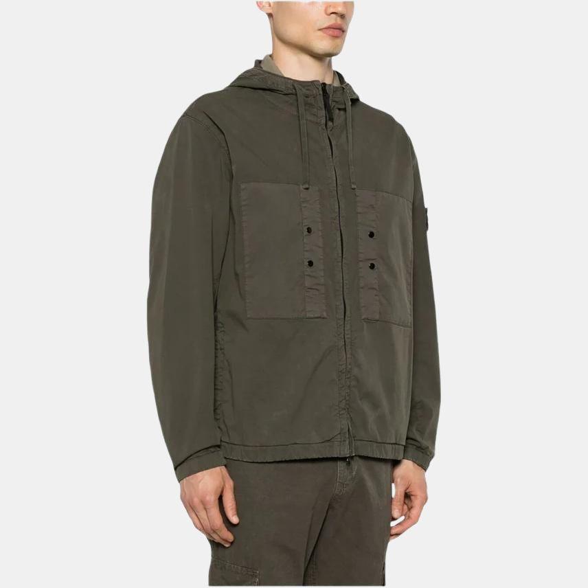 STONE ISLAND Μονόχρωμο Ζακέτα με Φερμουάρ Μακρύ Μανίκι Ανδρικά μπουφάν Στρατιωτικό Πράσινο K1S154100091S0010V0054