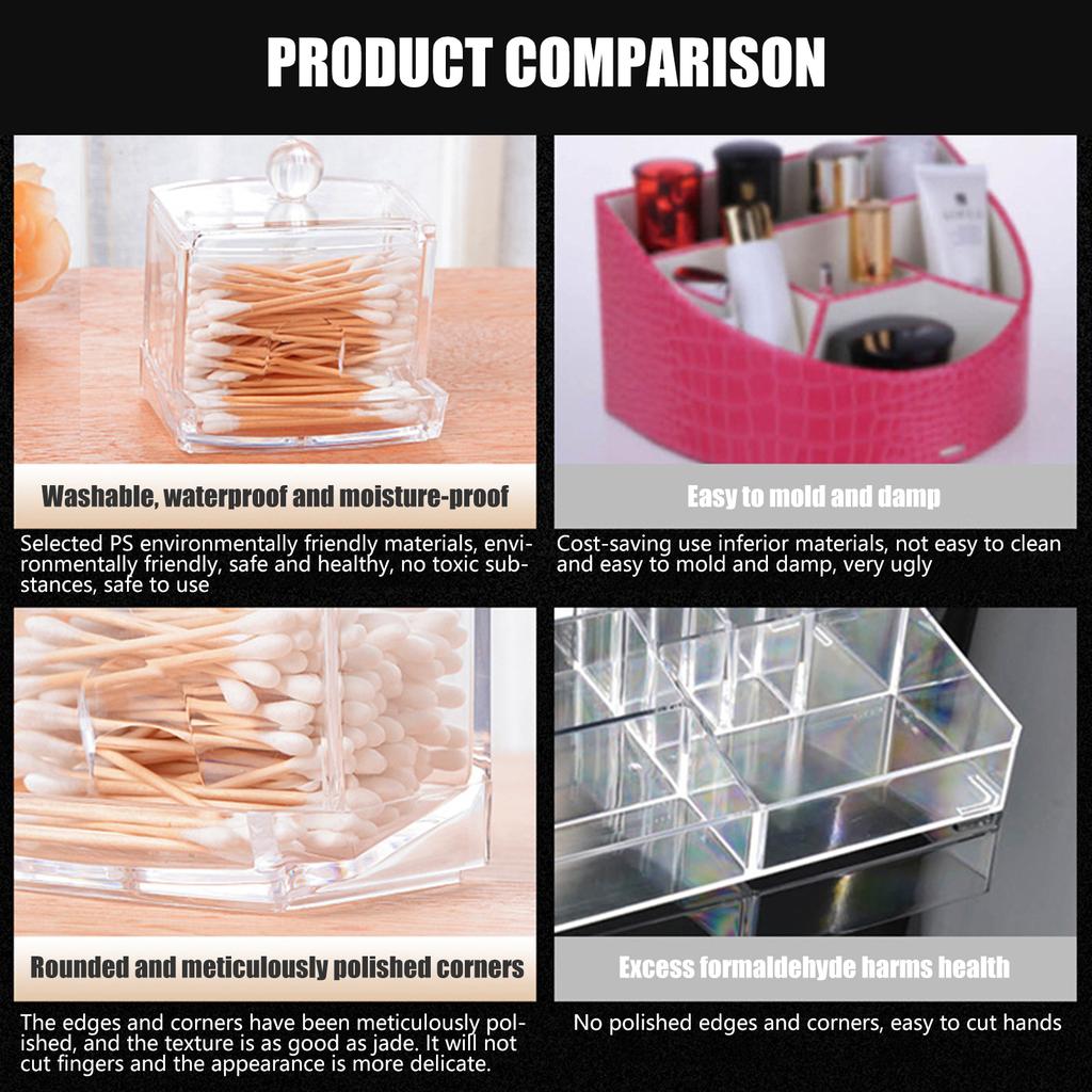 Acrylic Cotton Swabs Storage Holder Box Portable Transparent Makeup Cotton Pad Cosmetic Container Jewelry Organizer Case#ww