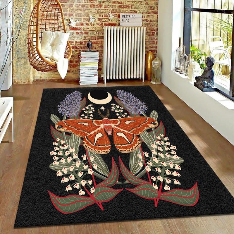 

American Carpet Painting Art Mushroom Butterfly Rugs Thickened and Dense Living Room Carpet Bedroom Fully Covered Carpet Fashion 40x60cm