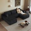 270cm Boneless Modular Corner Sofa, with L-Shaped Chaise Longue, with Deep Seat, No Assembly Required, Sofa for Living Room, Bedroom, Apartment, Black
