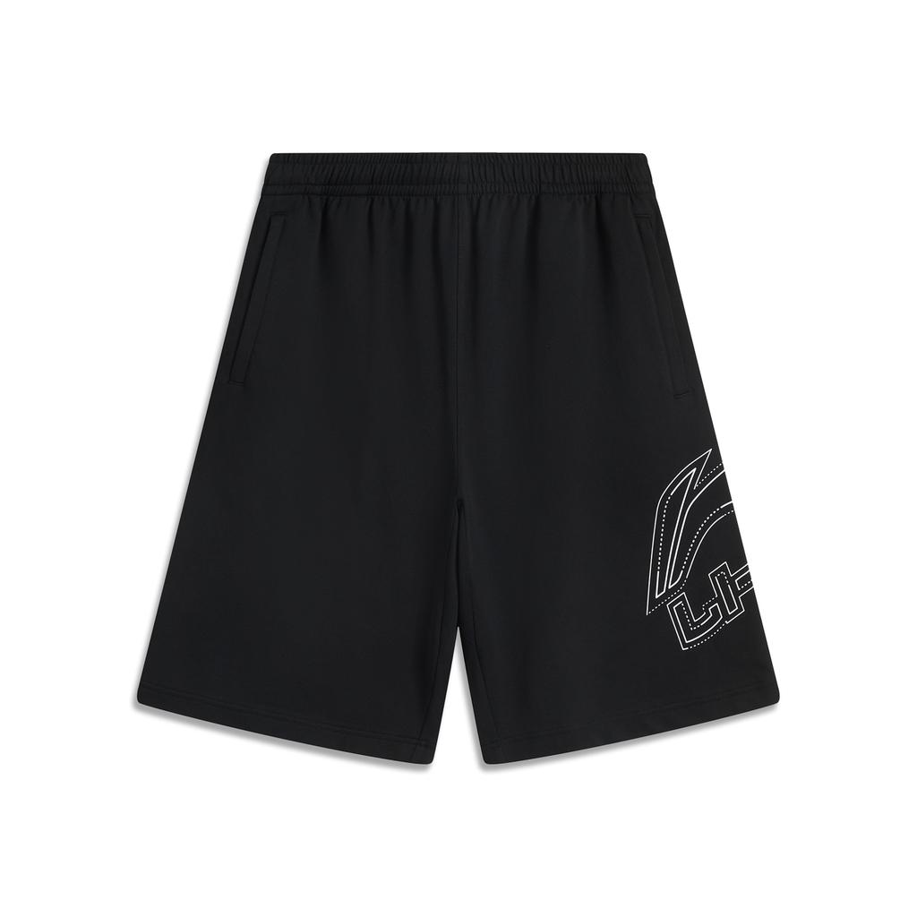 Li Ning Lifestyle Series Sport Minimalist Solid Color Elastic Letter Casual Shorts Men shorts Black AKSV529-4