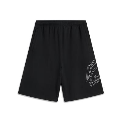 Li Ning Lifestyle Series Sport Minimalist Solid Color Elastic Letter Casual Shorts Men Shorts Black AKSV529-4