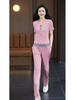 Women's Summer 2025 Fashion: Casual Short Sleeve Two-Piece Set with Wide Leg Pants