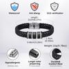 Vnox Free Personalized Family Names Stainless Steel Beads Bracelets Gift for Dad Grandpa, Mens Leather Wristband,Christmas Gift