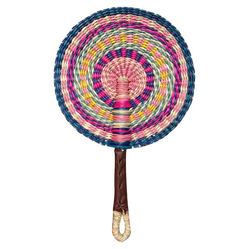 Woven Straw Fan Summer Cooling Grass Handwoven Fan Handmade Fan Nordic Hanging Decorations for Bedroom Wedding