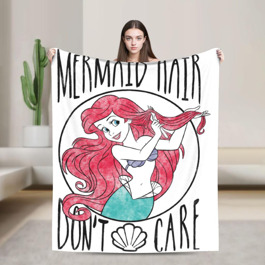 Flounder Sebastian and Ariel Wool Blankets Little Mermaid Vintage Throw Blankets for Home Hotel Sofa 200x150cm Rug Piece