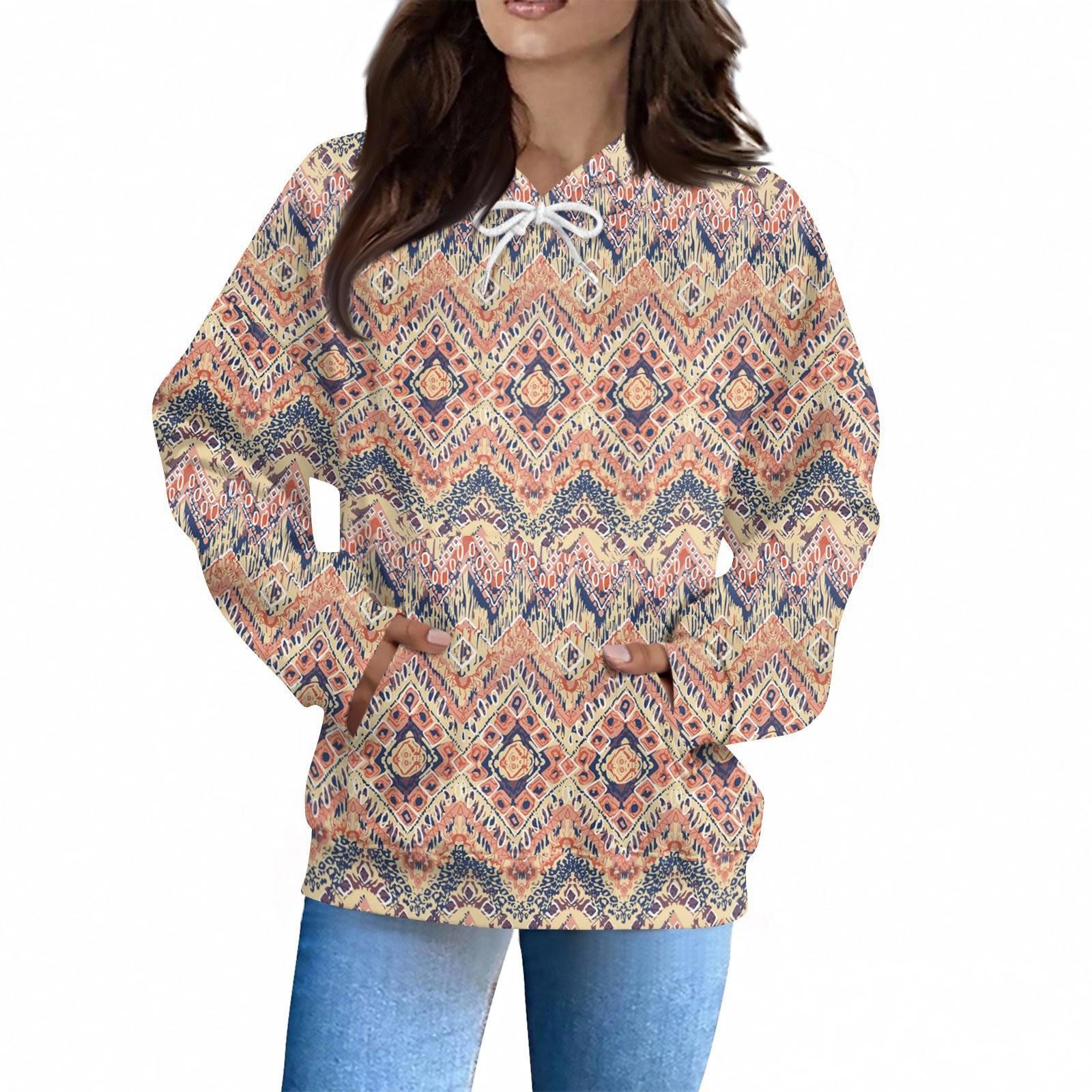 

Women s Fashion Daily Casual Hoodie Long Sleeve Printed Top L бежевий