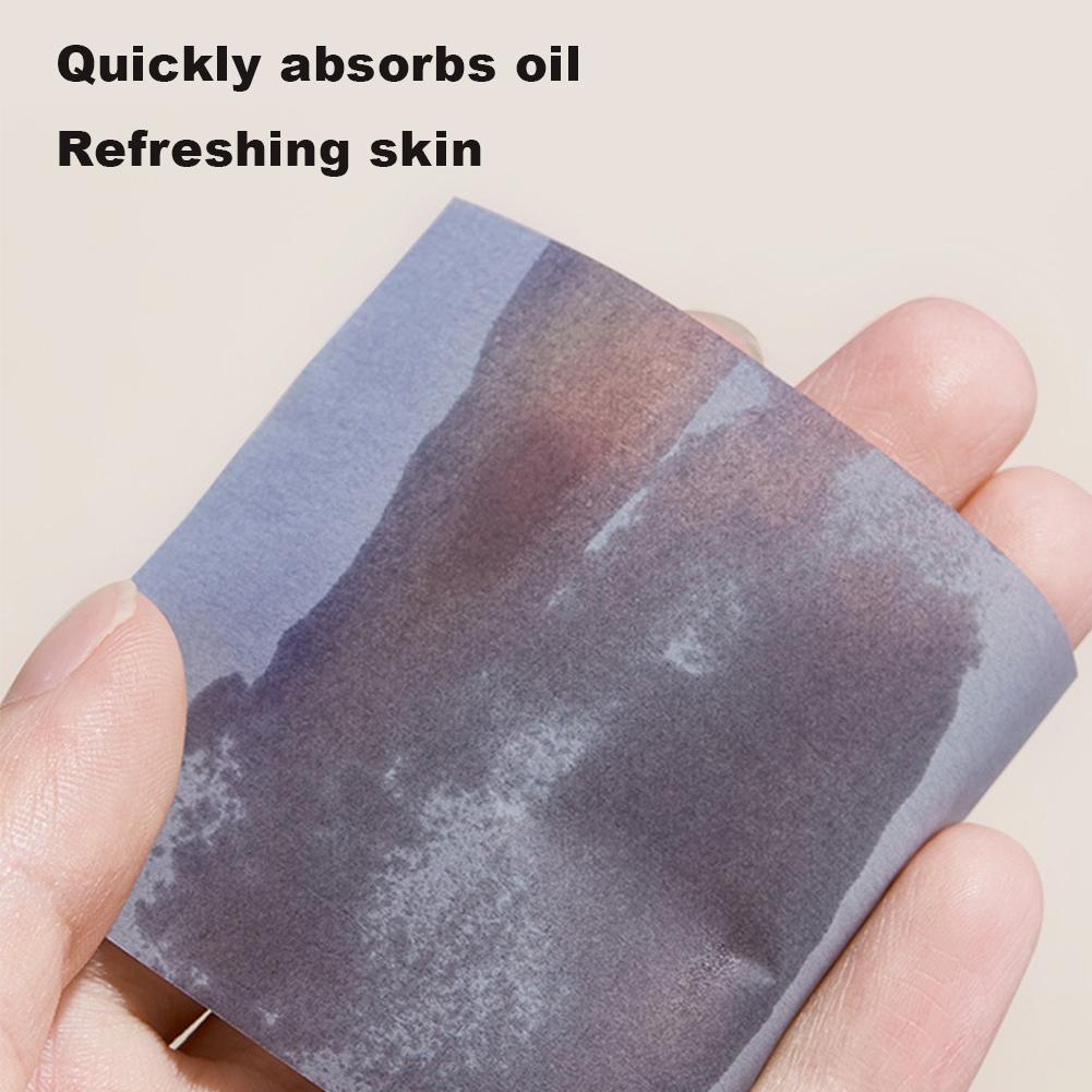 100 Sheets Oil Absorbent Paper with Case & Powder Puff Face Blotting Paper Bamboo Charcoal Face Oil Blotting Sheets for Make Up