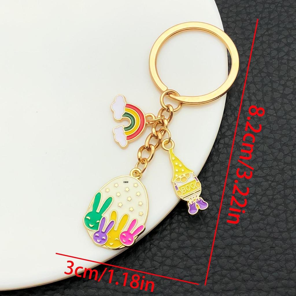 Chinese Cartoon Mid-Autumn Festival Bunny Egg Basket Keychain - Creative Holiday Pendant
