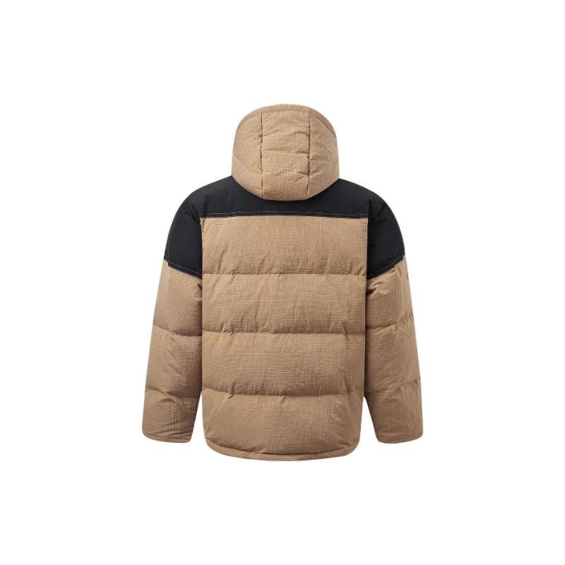 Li Ning Sports Trend Series Color Block Loose Short Down Jacket Men Outerwear Light-Chestnut-Brown AYMT065-4