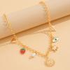 Evil Eye Charms Necklace for Women Cute Creative Heart Gold Color Boho Collars Sun Strawberry Pendant High Quality Party Jewelry