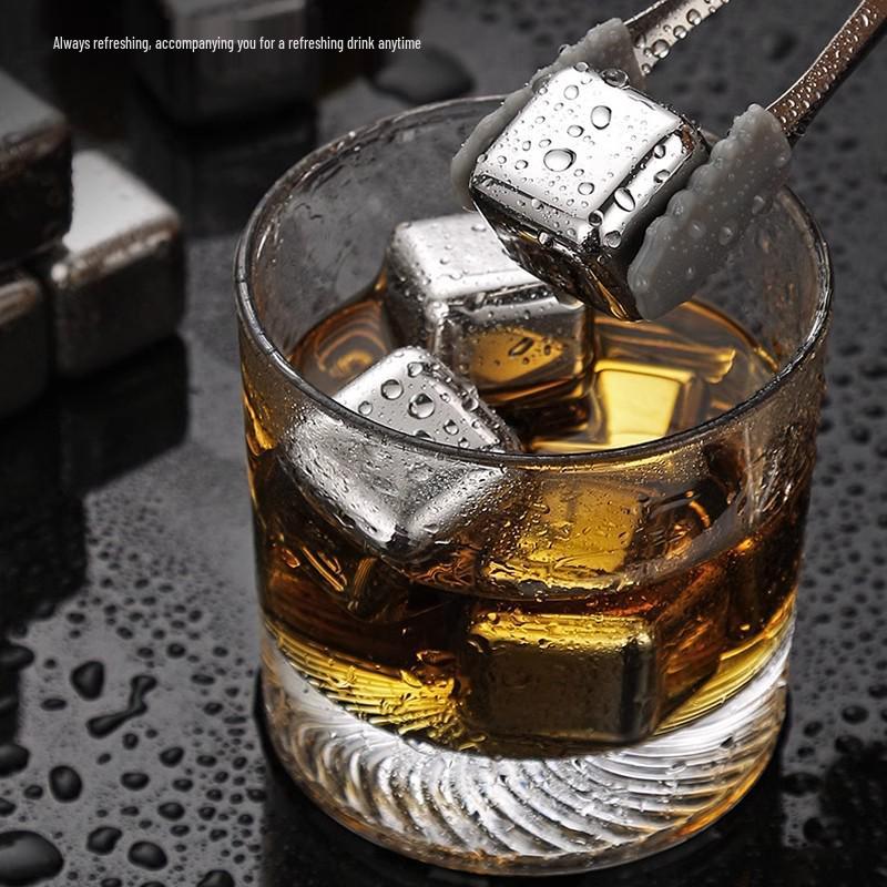 304 Food Grade Stainless Steel Square Ice Cubes for Quick Freeze, Wine, Water, Whiskey, Household Use