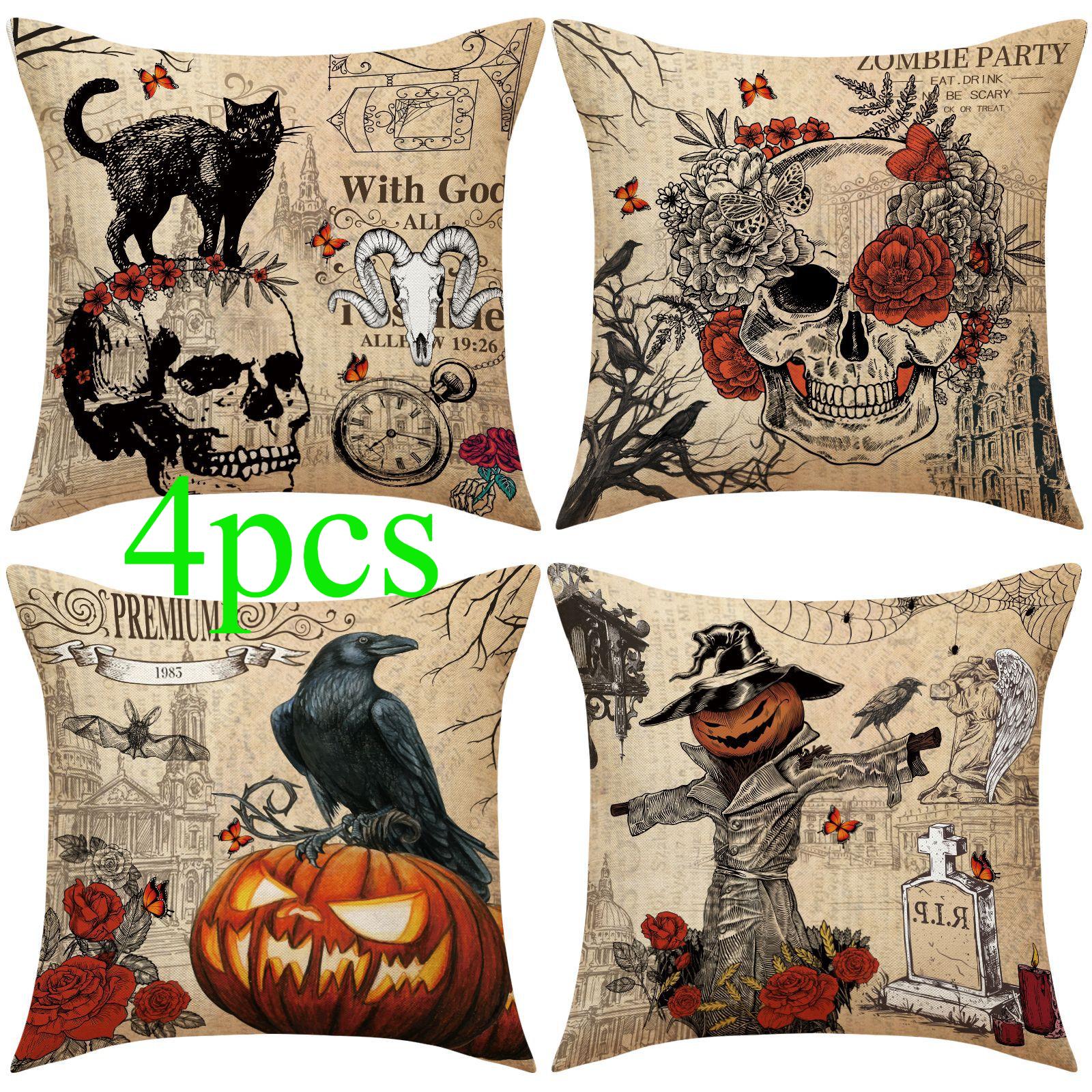 

4 шт./компл. Хэллоуин Гостиная Хэллоуин Диван Подушка Фестиваль Атмосфера Ужас Череп Подушка Чехол Для Дома Наволочка Без Подушки Сердцевины 45cm*45cm