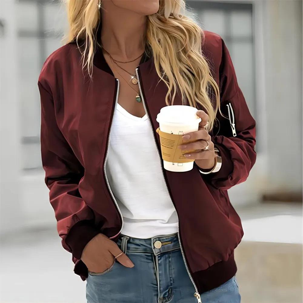 Women's Outerwear Long Sleeve Casual Zipper Tops Cardigan Shirt Slim Jacket For Women