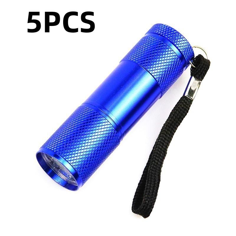 1/2/5Pcs Professional Purple Light Anti-Skid 395Nm Backlight Portable Ultraviolet Torch Gadgets 9Led Mini Flashlight With Rope