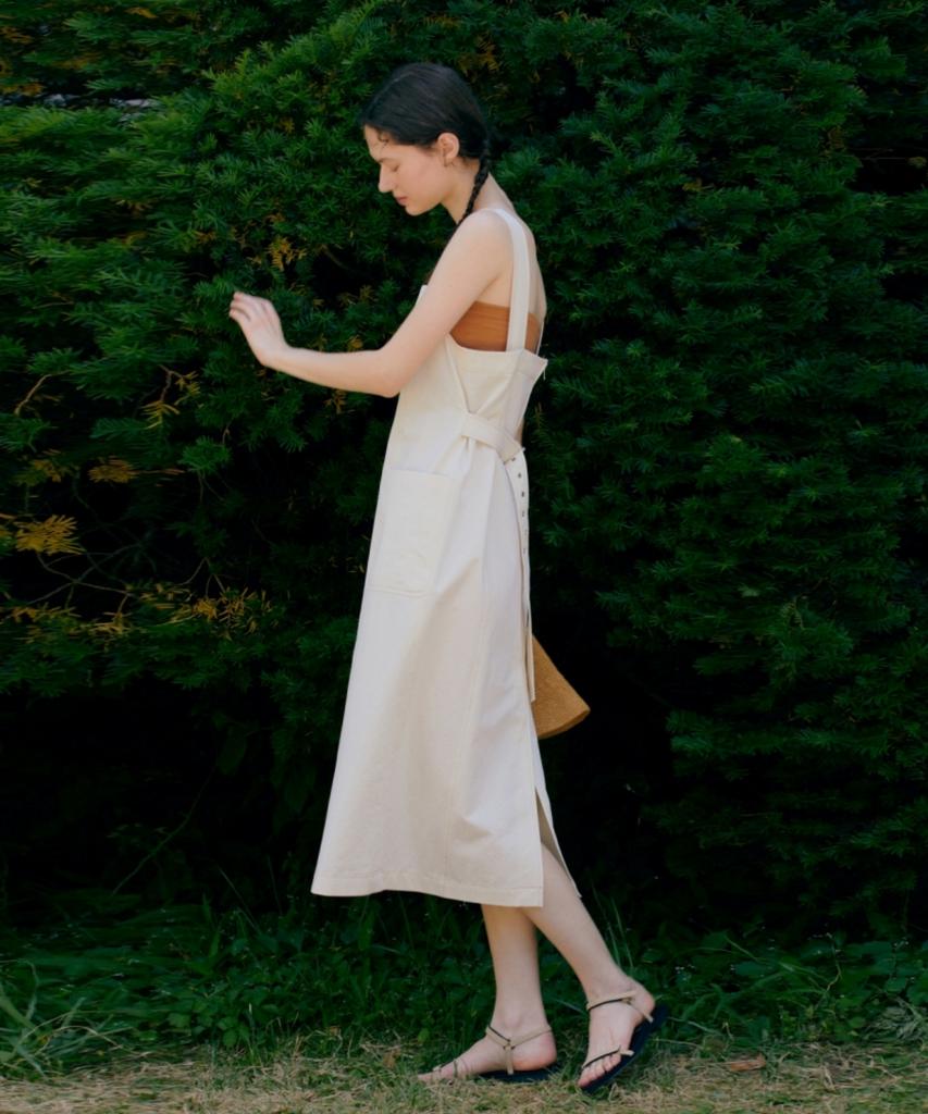 UNNOUT Cotton Suspender Dress - Ecru