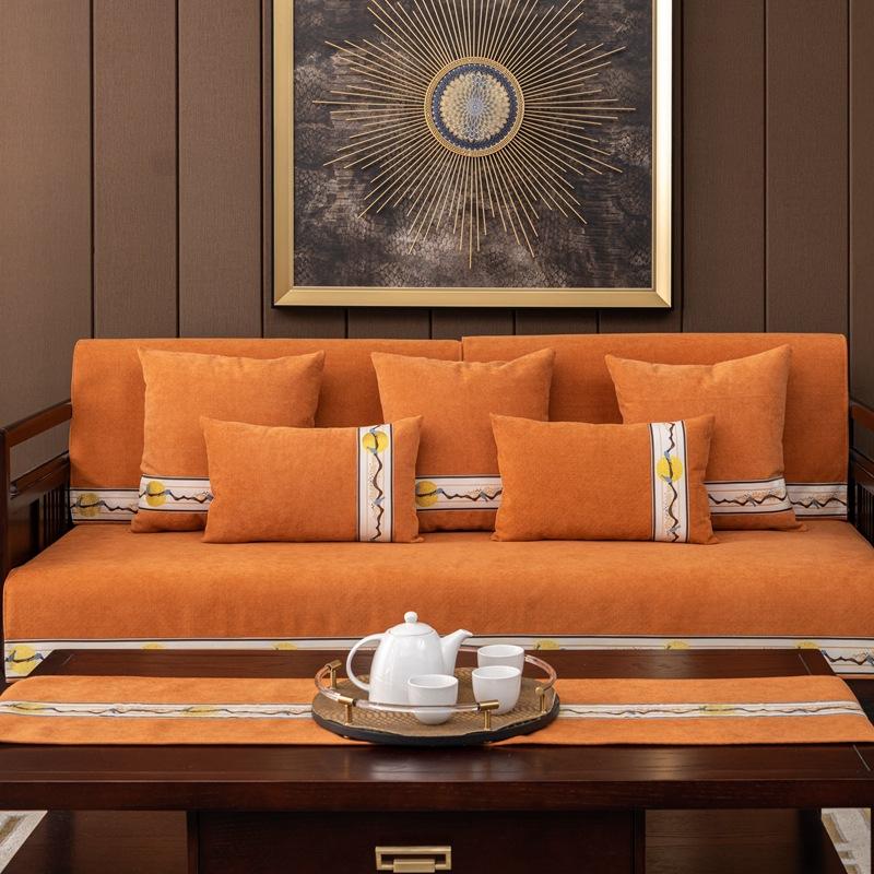 

Новый китайский стиль Gambol диванная подушка Four Seasons Universal High-End Simple наборы тканей чехол ткань гостиная нескользящий коврик набор 60*60cm оранжевый
