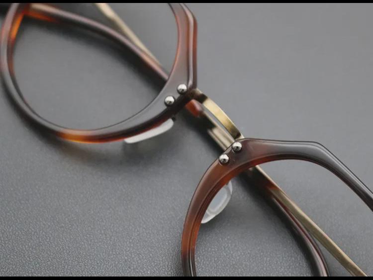 Retro Italian Handmade Pure Titanium Glasses Frame - Unisex Myopia Glasses with Mechanical Style