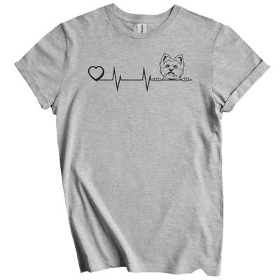 Heart Heartbeat Line Chart Yorkshire Terrier Dog Breed T-Shirt