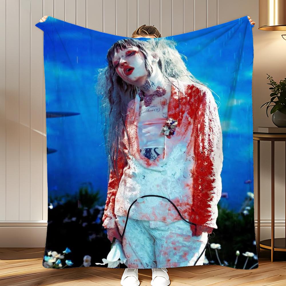 

music album Jazmin Bean Album Throw Soft Coral Fleece Blanket 310gsm Fluffy Warm Throw for Sofa Bed Couch Bedroom Decor 75x100cm