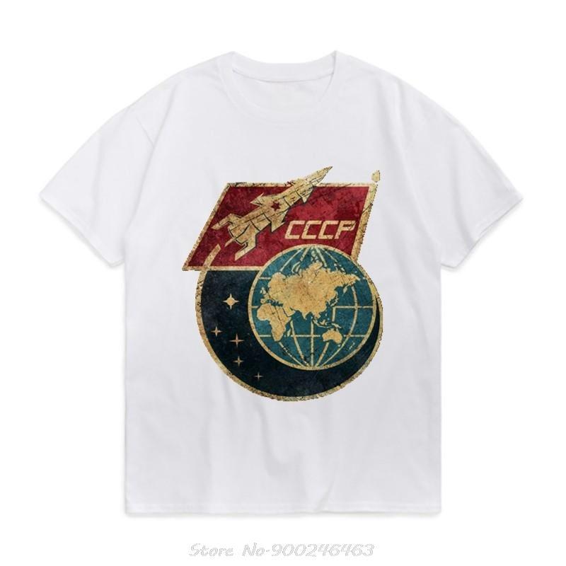 New Russian CCCP Yuri Gagarin Tshirt Mens Team Soviet Retro Short Sleeve Sputnik Space Exploration Plan Tshirt Tees Streetwear M