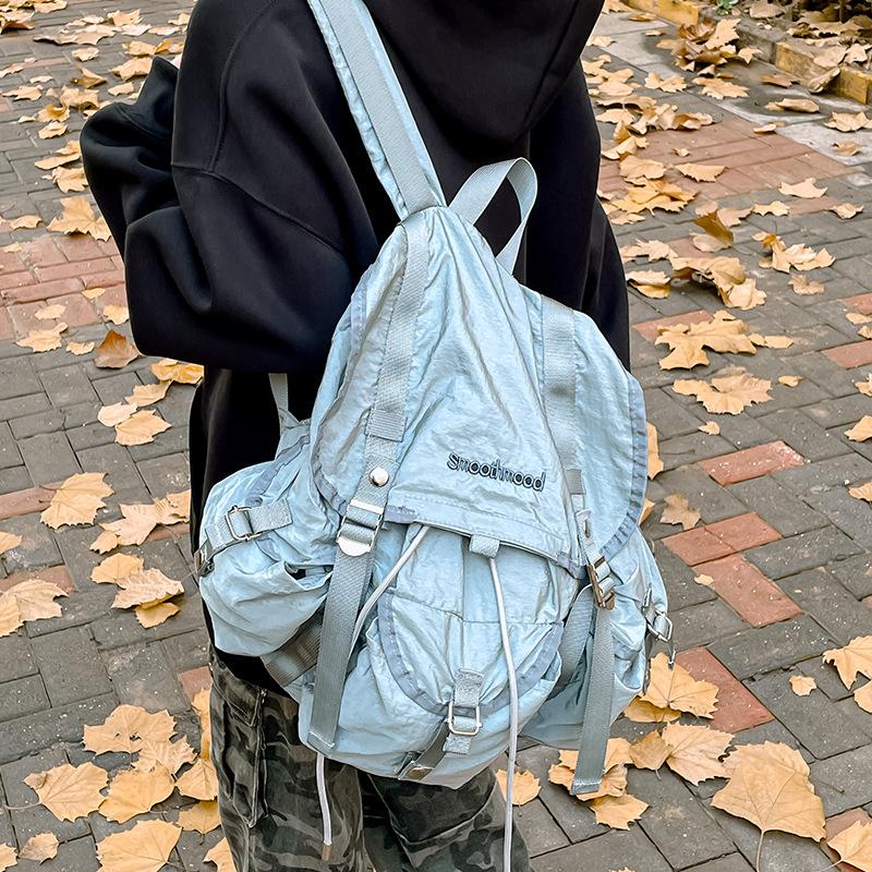 Schoolbag Unisex Kids Brown School Bag Korean Version Of Simple Casual Letters Large Capacity Travel Backpack New Mountaineering Bag Student Backpack