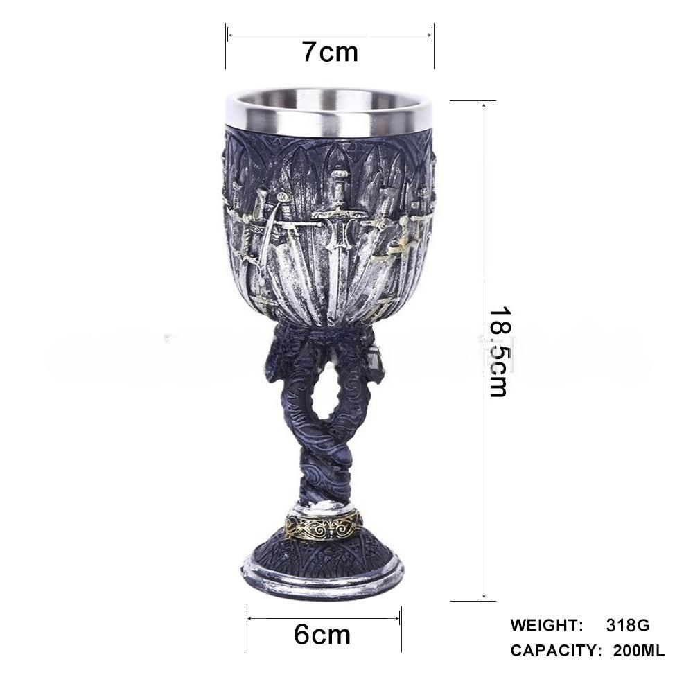 High-footed Cup Gift Resin Skull Cup, Creative 3D Stereoscopic Wolf Head Stainless Steel Decorative Cup