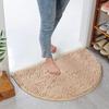 Eanpet Half Round Bath Mat Non-Slip Beige Bathroom Rugs Semicircle Chenille Bath Rugs Water Absorbent Floor Mats for Kid