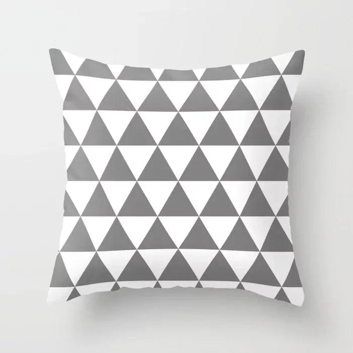 Modern Nodic Style Geometric Gray Pillowscase Polyester Grey Plaids Stripe  Cushion Covers Decorative Sofa Throw Pillows