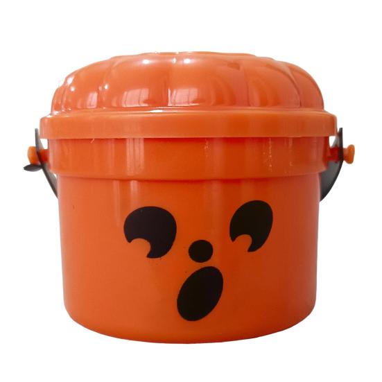 Halloween Trick or Treat Buckets with Handle Portable Plastic Candy Holder Small Pumpkin Pail for Children Halloween Party Supplies