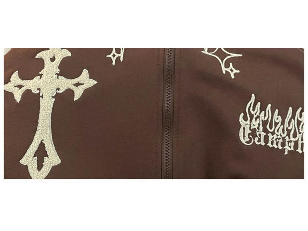 Men's Hooded Cardigan: Trendy American High Street Oversized Embroidered Sportswear for Spring and Autumn Couples.