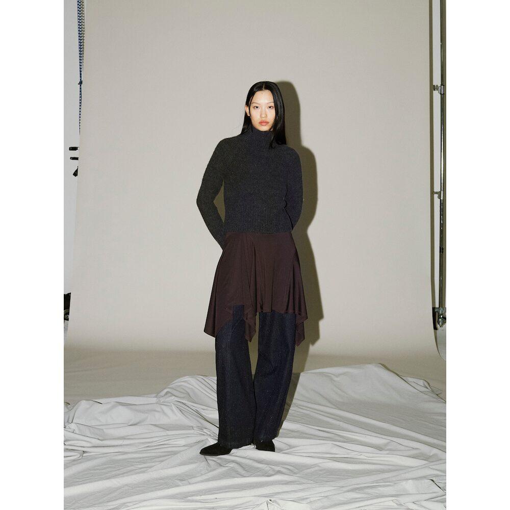 Anggae Petal Jersey Dress Brown