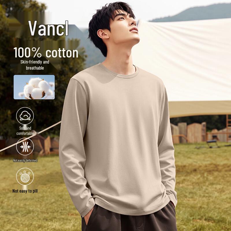 VANCL Men's Cotton Long-Sleeve Oversized T-Shirt