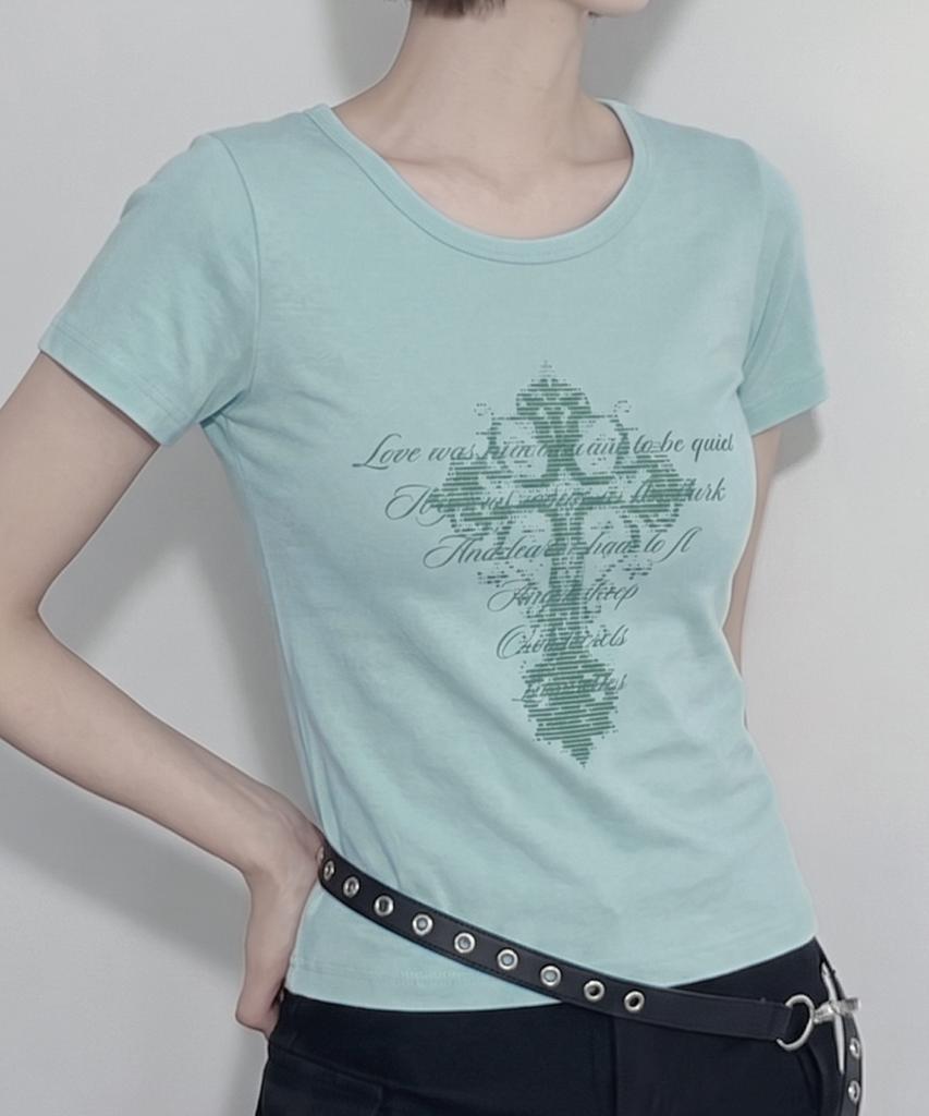 Ijeulum Soma Cross Slim Fit Short Sleeve T-Shirt (Mint)