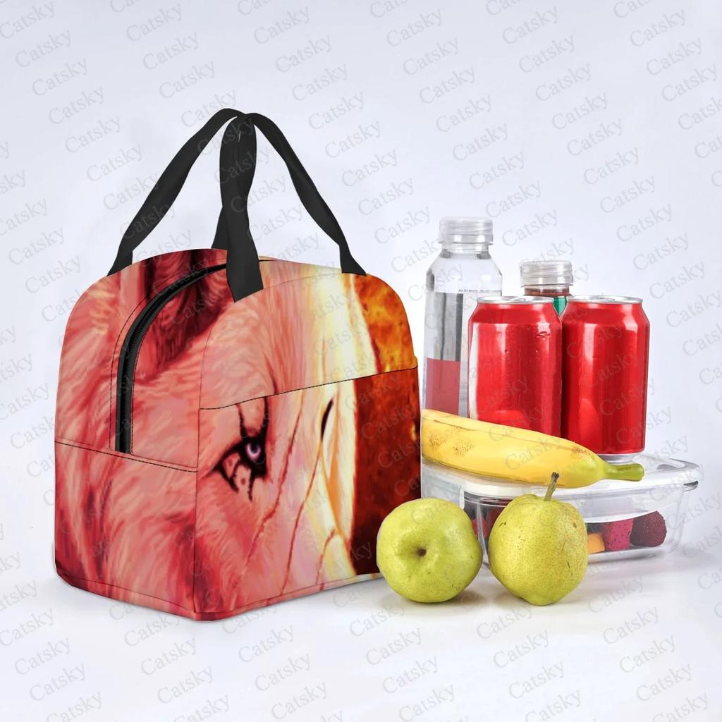 wolf angry animal  Portable Aluminum Foil Thickened Insulated Office Lunch Bag Waterproof Lunchs Bags Tote Bags