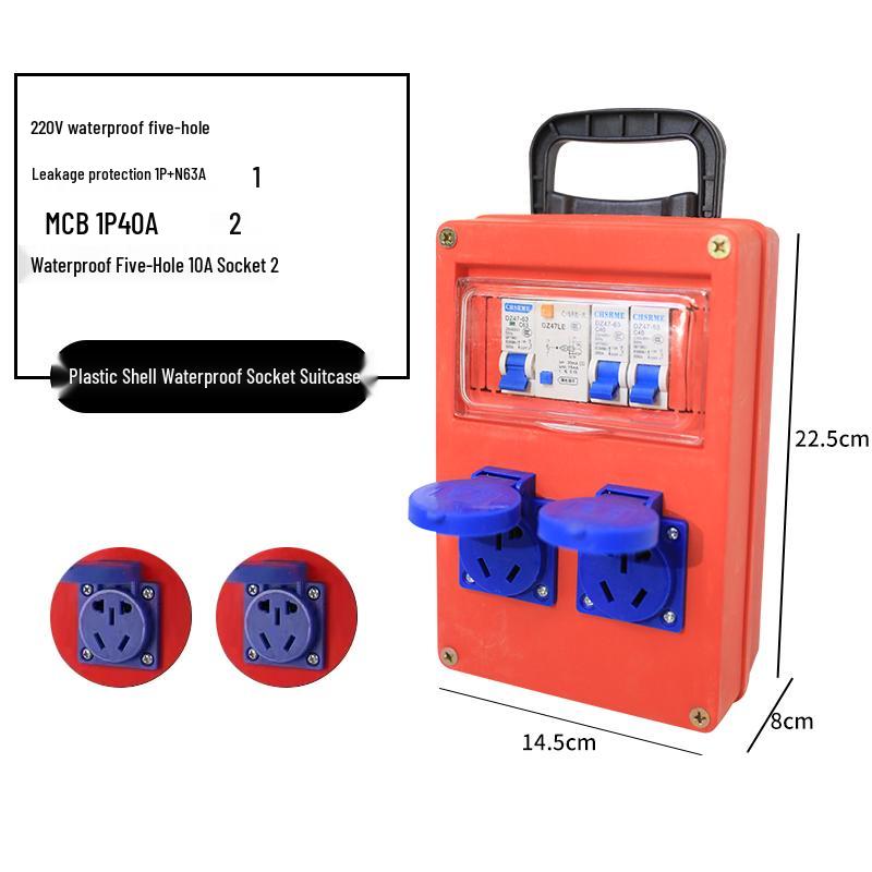 Compact Industrial Power Strip with RCD and Display for Construction Sites