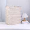 Opvouwbare Katoen Linnen Waszak met Houten Handvat Grote Opbergmand voor Kleding Duurzaam Polycotton Canvas Organizer