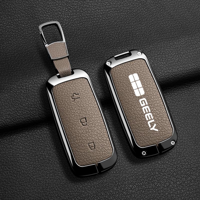 Car Zinc Alloy Leather Key Case Holder Cover For Geely Galaxy EX5 E5 L6 L7 EMI NO.1 Proton e.MAS 7 5 E8 Starry 8 Accessories