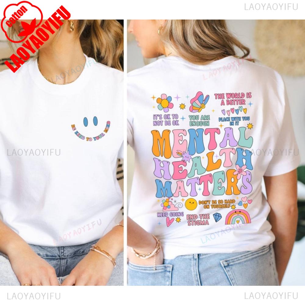 Unisextal Health Matters Shirt Women Inspirational Tee Unisextal Health Shirt Breathable Camisetas Comfort Fashion Coexist TShirt S