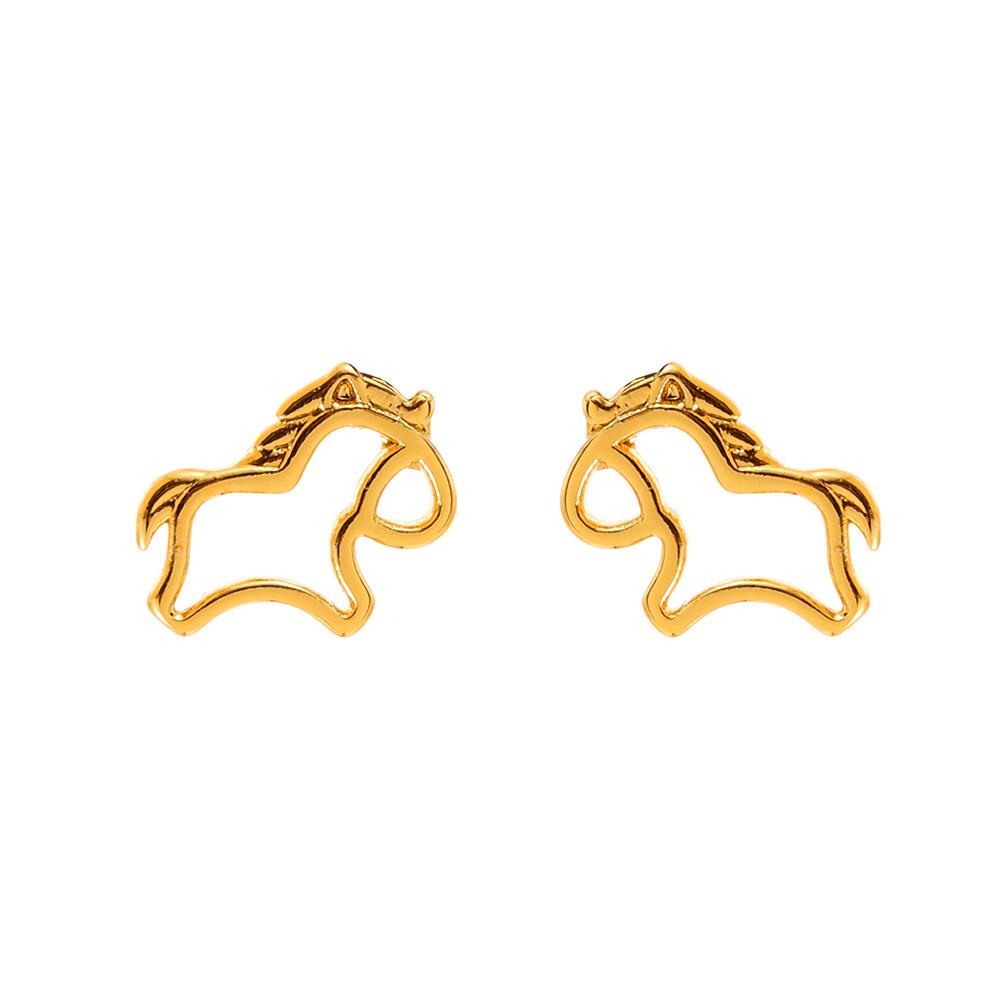Minimalist Sweet Style Hollow Horse Stud Earrings for Women - Unique Daily Fashion Jewelry
