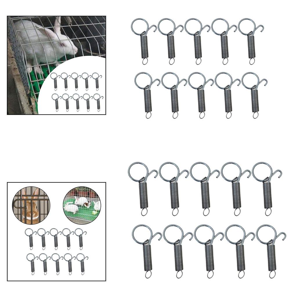 100x Käfigtür Federhaken Federkäfig Riegel Schlösser Stabile Metall Stahlringe für Eichhörnchen Chinchilla Lebensräume Häuser Gehege