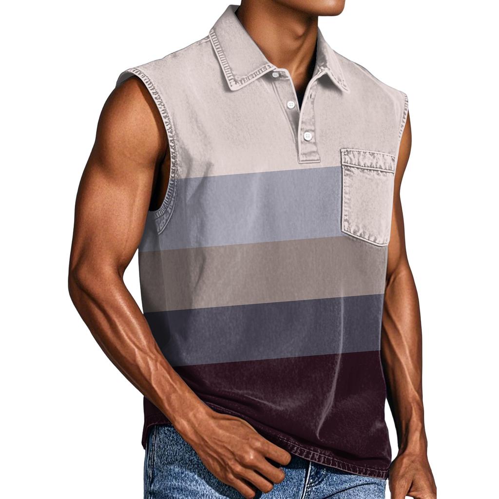 Men's Casual Pocket Button Collar Sleeveless Vest
