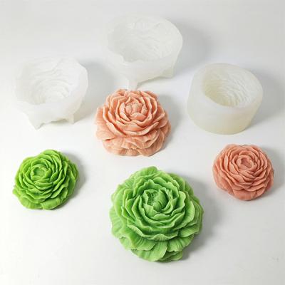 3D Peony Candle Silikonowa Forma DIY Relief Flower Mydło Żywica Gipsowa Forma Wystrój Domu Czekoladowe Ciasto Lodowe Narzędzie Do Robienia Prezentów